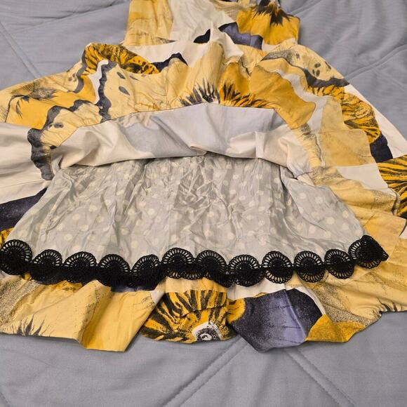 Leifsdottir Bellis Brushstroke Mini Dress Sz 6 Yellow Floral Ruffle Romanticcore - Picture 9 of 11